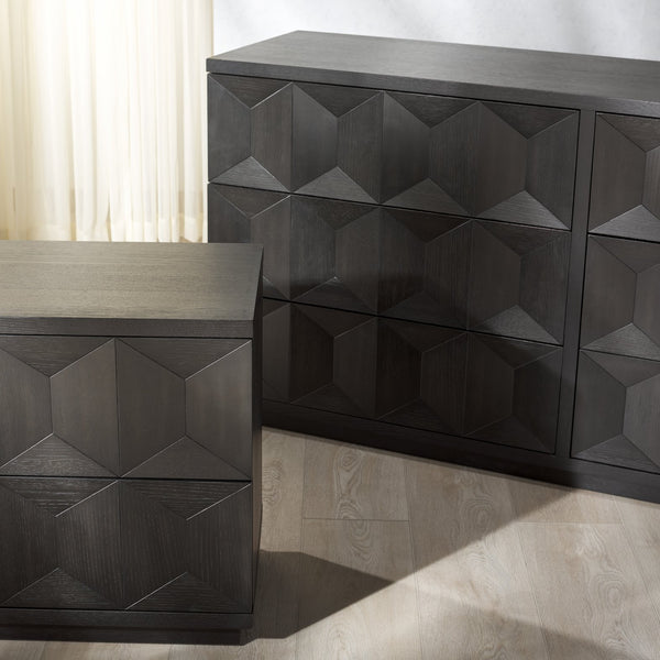 Safavieh Deziree Wood 2 Drawer Nightstand - Stylish & Functional Storage Solution For Any Bedroom Decor Black 5% Metal,5% Cork Veneer,20% Manufactured Wood,30% Plywood,40% Wood Sfv7243b