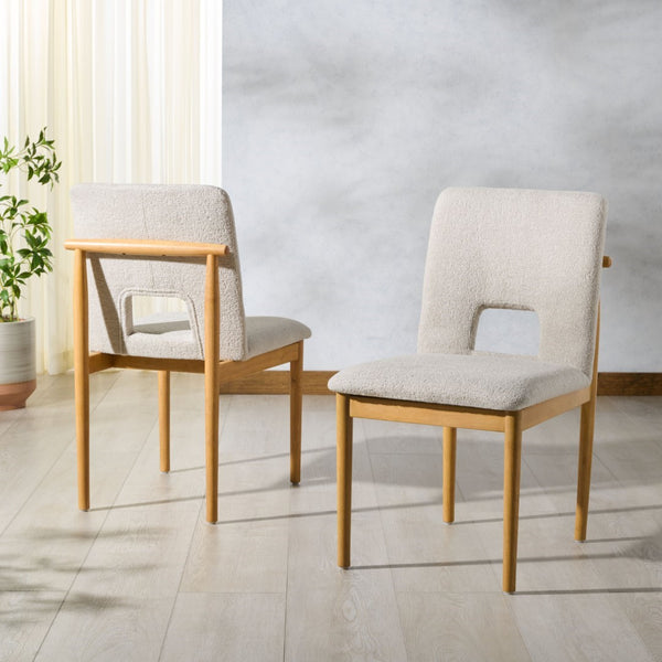 Safavieh Benjy Wood And Boucle Dining Chair - Stylish Craftsmanship For A Chic And Inviting Dining Space Beige ,Natural 3% Metal,16% Plywood,50% Wood,16% Fabric,15% Foam Sfv7245a-set2