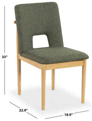Safavieh Benjy Wood And Boucle Dining Chair - Stylish Craftsmanship For A Chic And Inviting Dining Space Green ,Natural 3% Metal,16% Plywood,50% Wood,16% Fabric,15% Foam Sfv7245b-set2