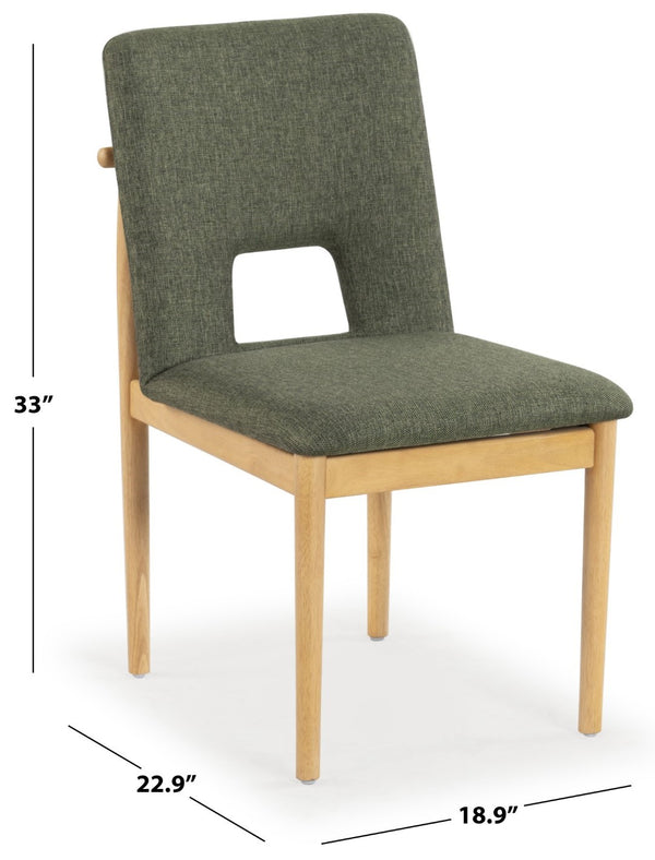 Safavieh Benjy Wood And Boucle Dining Chair - Stylish Craftsmanship For A Chic And Inviting Dining Space Green ,Natural 3% Metal,16% Plywood,50% Wood,16% Fabric,15% Foam Sfv7245b-set2