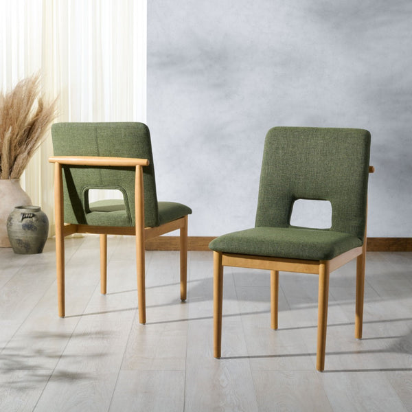 Safavieh Benjy Wood And Boucle Dining Chair - Stylish Craftsmanship For A Chic And Inviting Dining Space Green ,Natural 3% Metal,16% Plywood,50% Wood,16% Fabric,15% Foam Sfv7245b-set2