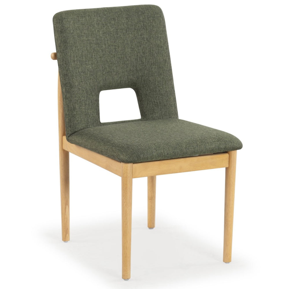 Safavieh BENJY Wood and Bouclé Dining Chair - Elegant Comfort for Modern and Traditional Dining Spaces Green / Natural SFV7245B-SET2