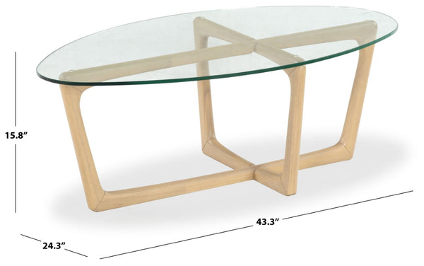Safavieh Timberley Tempered Glass and Wood Coffee Table for Modern Living Room Decor SFV7247A