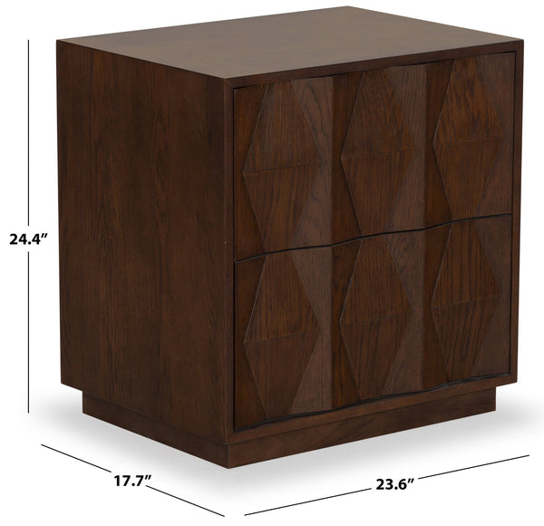 Safavieh Riabelle Wood 2 Drawer Nightstand – Elegant Rubberwood Design With Ample Storage For Your Bedroom Walnut 7% Metal,9% Cork Veneer,40% Manufactured Wood,22% Plywood,22% Wood Sfv7248a