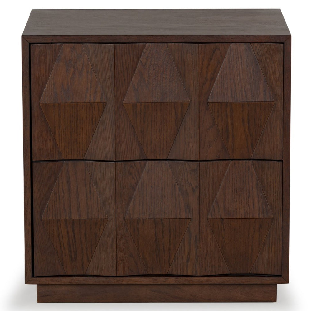 Safavieh RIABELLE Wood 2-Drawer Nightstand - Modern Storage Solution for Bedroom or Living Area Elegance Walnut SFV7248A