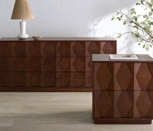 Safavieh RIABELLE 6-Drawer Dresser - Modern Storage Solution for Stylish Bedroom Organization and Elegance Walnut SFV7249A