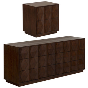 Safavieh RIABELLE 6-Drawer Dresser - Modern Storage Solution for Stylish Bedroom Organization and Elegance Walnut SFV7249A