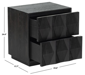 Safavieh Riabelle Wood 2 Drawer Nightstand – Elegant Rubberwood Design With Ample Storage For Your Bedroom Black 7% Metal,9% Cork Veneer,40% Manufactured Wood,22% Plywood,22% Wood Sfv7248b