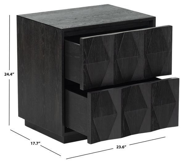 Safavieh Riabelle Wood 2 Drawer Nightstand – Elegant Rubberwood Design With Ample Storage For Your Bedroom Black 7% Metal,9% Cork Veneer,40% Manufactured Wood,22% Plywood,22% Wood Sfv7248b