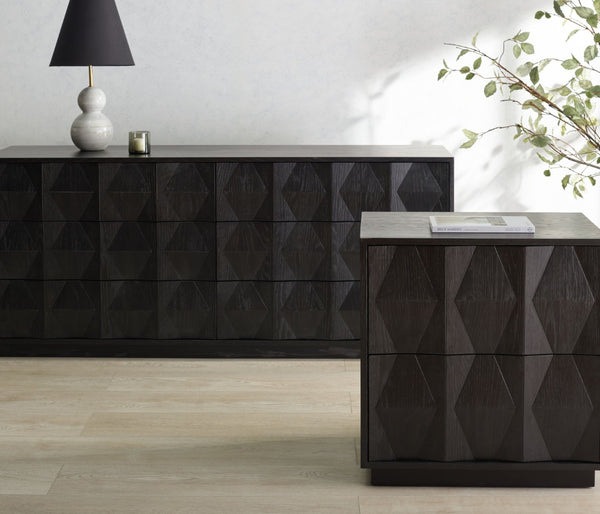Safavieh RIABELLE Wood 2-Drawer Nightstand - Modern Storage Solution for Bedroom or Living Area Elegance Black SFV7248B