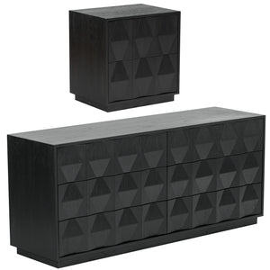 Safavieh Riabelle Wood 2 Drawer Nightstand – Elegant Rubberwood Design With Ample Storage For Your Bedroom Black 7% Metal,9% Cork Veneer,40% Manufactured Wood,22% Plywood,22% Wood Sfv7248b