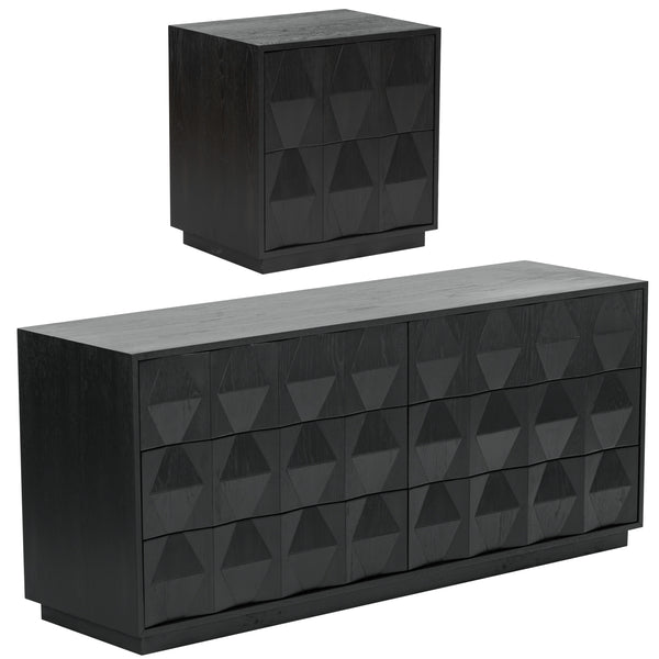 Safavieh Riabelle Wood 2 Drawer Nightstand – Elegant Rubberwood Design With Ample Storage For Your Bedroom Black 7% Metal,9% Cork Veneer,40% Manufactured Wood,22% Plywood,22% Wood Sfv7248b