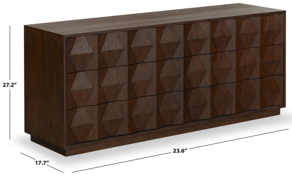 Safavieh Riabelle Wood 6 Drawer Dresser - Elegant Storage Solution With Contemporary Design For Your Home Walnut 8% Metal,9% Cork Veneer,45% Manufactured Wood,24% Plywood,14% Wood Sfv7249a