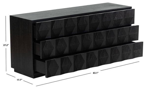 Safavieh Riabelle Wood 6 Drawer Dresser - Elegant Storage Solution With Contemporary Design For Your Home Black 8% Metal,9% Cork Veneer,45% Manufactured Wood,24% Plywood,14% Wood Sfv7249b