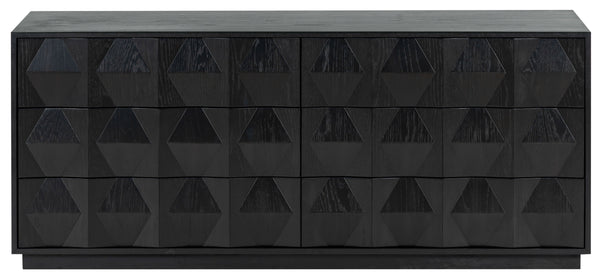 Safavieh Riabelle Wood 6 Drawer Dresser - Elegant Storage Solution With Contemporary Design For Your Home Black 8% Metal,9% Cork Veneer,45% Manufactured Wood,24% Plywood,14% Wood Sfv7249b