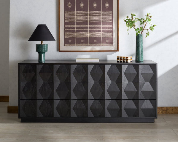 Safavieh RIABELLE 6-Drawer Dresser - Modern Storage Solution for Stylish Bedroom Organization and Elegance Black SFV7249B