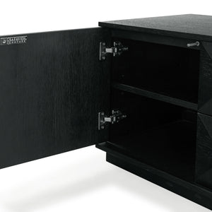 Safavieh Patty 4-door Wood Media Stand - Stylish And Durable Storage Solution For Your Entertainment Setup Black 5% Metal,8% Cork Veneer,40% Manufactured Wood,11% Plywood,36% Wood Sfv7251a