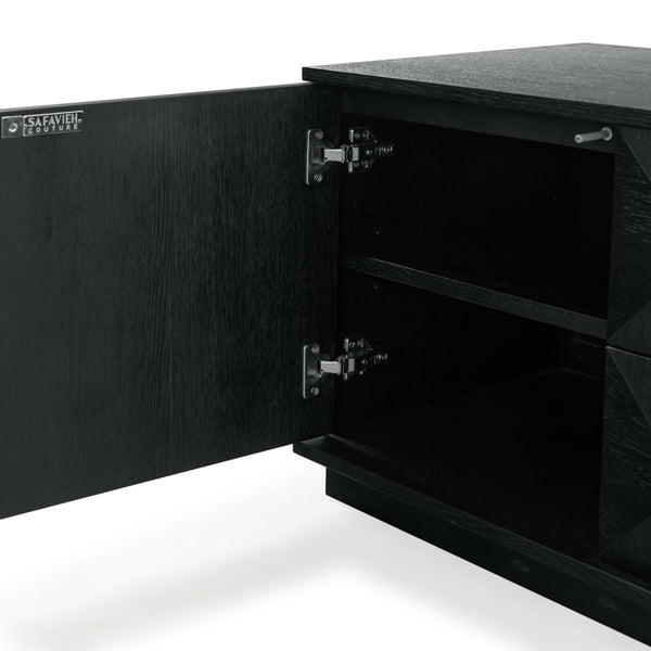 Safavieh Patty 4-door Wood Media Stand - Stylish And Durable Storage Solution For Your Entertainment Setup Black 5% Metal,8% Cork Veneer,40% Manufactured Wood,11% Plywood,36% Wood Sfv7251a