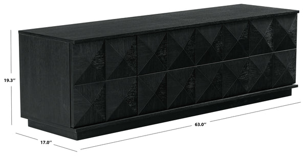 Safavieh Patty 4-door Wood Media Stand - Stylish And Durable Storage Solution For Your Entertainment Setup Black 5% Metal,8% Cork Veneer,40% Manufactured Wood,11% Plywood,36% Wood Sfv7251a