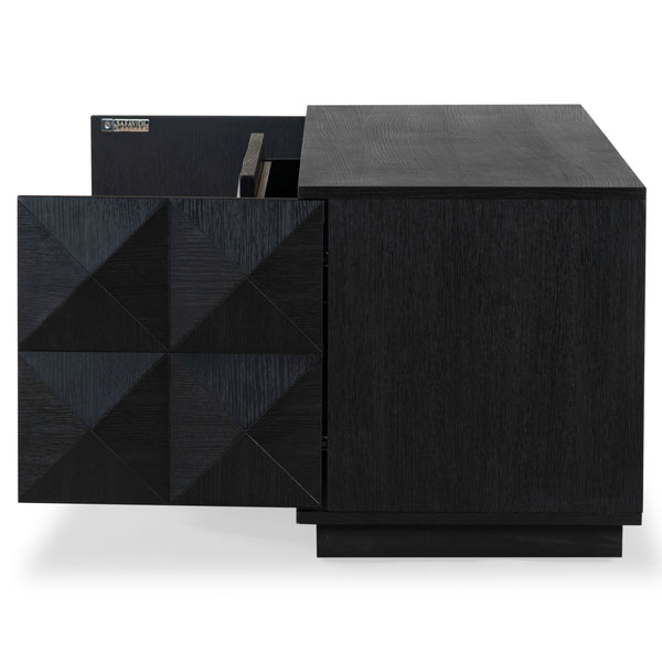 Safavieh Patty 4-door Wood Media Stand - Stylish And Durable Storage Solution For Your Entertainment Setup Black 5% Metal,8% Cork Veneer,40% Manufactured Wood,11% Plywood,36% Wood Sfv7251a