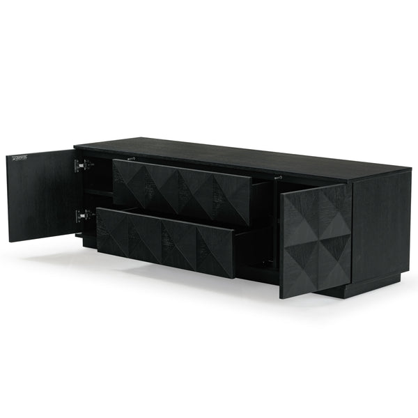 Safavieh Patty 4-door Wood Media Stand - Stylish And Durable Storage Solution For Your Entertainment Setup Black 5% Metal,8% Cork Veneer,40% Manufactured Wood,11% Plywood,36% Wood Sfv7251a