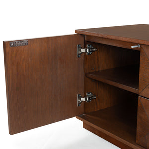 Safavieh Patty 4-door Wood Media Stand - Stylish And Durable Storage Solution For Your Entertainment Setup Walnut 5% Metal,8% Cork Veneer,40% Manufactured Wood,11% Plywood,36% Wood Sfv7251b