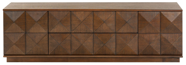 Safavieh Patty 4-door Wood Media Stand - Stylish And Durable Storage Solution For Your Entertainment Setup Walnut 5% Metal,8% Cork Veneer,40% Manufactured Wood,11% Plywood,36% Wood Sfv7251b