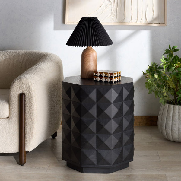 Safavieh PATTY Wood Octagon Accent Table – Modern, Versatile Design for Living Spaces and Bedrooms Black SFV7252A