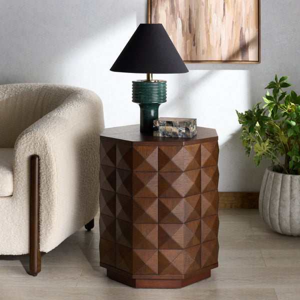 Safavieh PATTY Wood Octagon Accent Table – Modern, Versatile Design for Living Spaces and Bedrooms Walnut SFV7252B