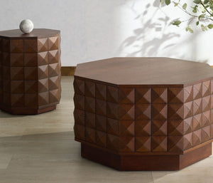 Safavieh PATTY Wood Octagon Accent Table – Modern, Versatile Design for Living Spaces and Bedrooms Walnut SFV7252B