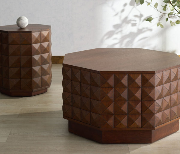 Safavieh PATTY Wood Octagon Accent Table – Modern, Versatile Design for Living Spaces and Bedrooms Walnut SFV7252B