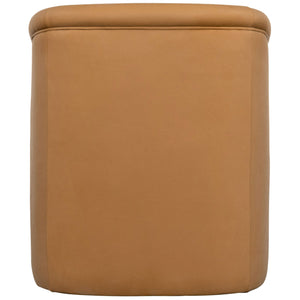 Safavieh Selina Leather Barrel Back Dining Chair Brown 25.5 IN W x 22.5 IN D x 31 IN H