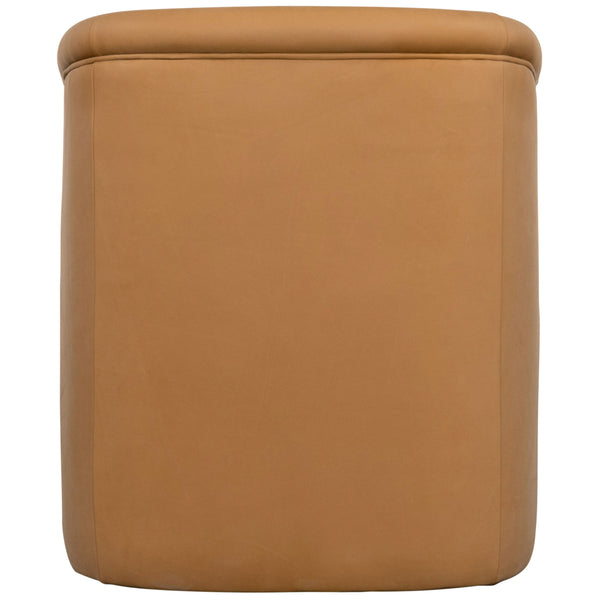 Safavieh Selina Leather Barrel Back Dining Chair Brown 25.5 IN W x 22.5 IN D x 31 IN H