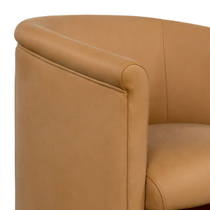 Safavieh Selina Leather Barrel Back Dining Chair Brown 25.5 IN W x 22.5 IN D x 31 IN H