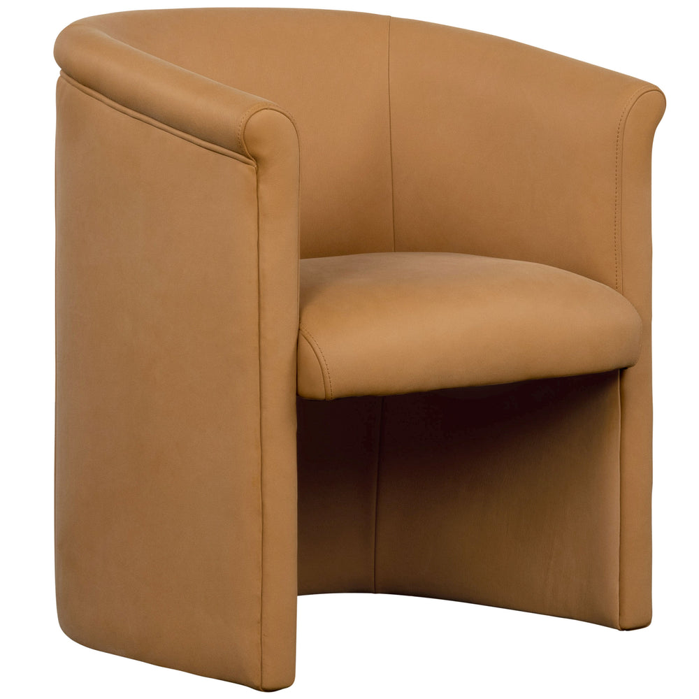 Safavieh Selina Leather Barrel Back Dining Chair Brown 25.5 IN W x 22.5 IN D x 31 IN H