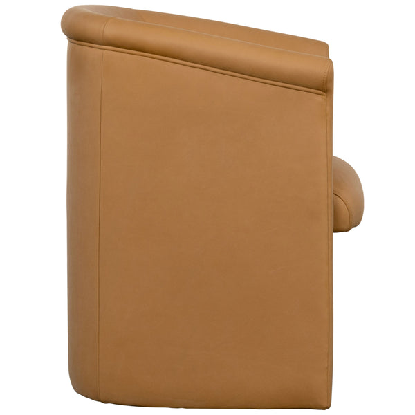 Safavieh Selina Leather Barrel Back Dining Chair Brown 25.5 IN W x 22.5 IN D x 31 IN H