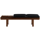 Safavieh Bolivar Leather And Wood Bench Black / Dark Brown 59 IN W x 18.9 IN D x 17.3 IN H