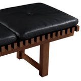 Safavieh Bolivar Leather And Wood Bench Black / Dark Brown 59 IN W x 18.9 IN D x 17.3 IN H