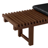 Safavieh Bolivar Leather And Wood Bench Black / Dark Brown 59 IN W x 18.9 IN D x 17.3 IN H