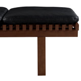 Safavieh Bolivar Leather And Wood Bench Black / Dark Brown 59 IN W x 18.9 IN D x 17.3 IN H