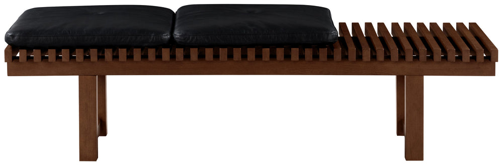 Safavieh Bolivar Leather And Wood Bench Black / Dark Brown 59 IN W x 18.9 IN D x 17.3 IN H