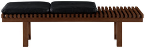 Safavieh Bolivar Leather And Wood Bench Black / Dark Brown 59 IN W x 18.9 IN D x 17.3 IN H