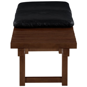 Safavieh Bolivar Leather And Wood Bench Black / Dark Brown 59 IN W x 18.9 IN D x 17.3 IN H
