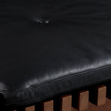 Safavieh Bolivar Leather And Wood Bench Black / Dark Brown 59 IN W x 18.9 IN D x 17.3 IN H