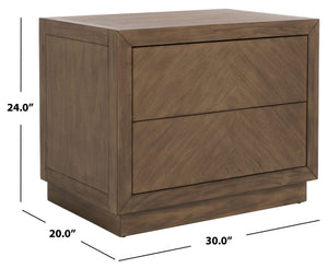 Safavieh STEVE 2-Drawer Wood Nightstand - Elegant Storage Solution with Timeless Design for Any Bedroom Decor Brown SFV7700A