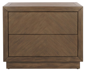 Safavieh STEVE 2-Drawer Wood Nightstand - Elegant Storage Solution with Timeless Design for Any Bedroom Decor Brown SFV7700A