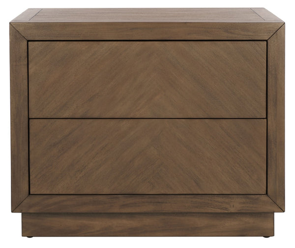 Safavieh STEVE 2-Drawer Wood Nightstand - Elegant Storage Solution with Timeless Design for Any Bedroom Decor Brown SFV7700A