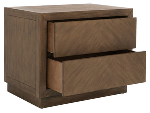 Safavieh STEVE 2-Drawer Wood Nightstand - Elegant Storage Solution with Timeless Design for Any Bedroom Decor Brown SFV7700A