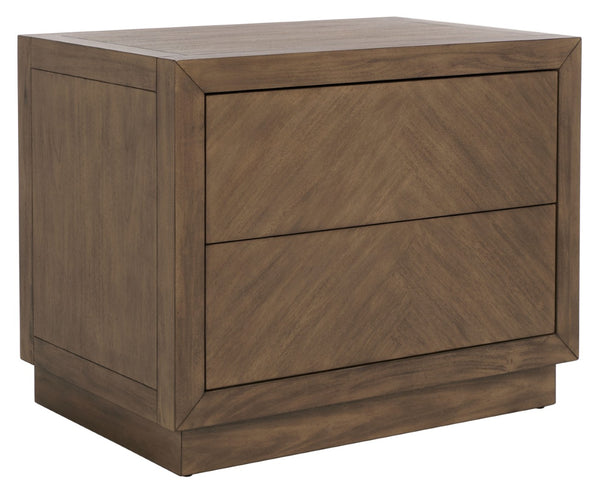 Safavieh STEVE 2-Drawer Wood Nightstand - Elegant Storage Solution with Timeless Design for Any Bedroom Decor Brown SFV7700A