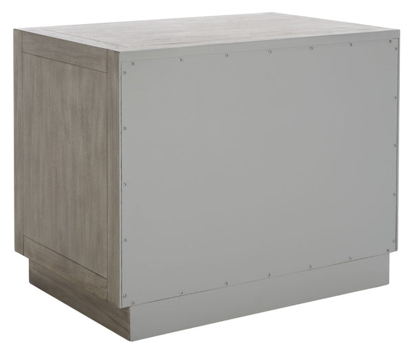 Safavieh STEVE 2-Drawer Wood Nightstand - Elegant Storage Solution with Timeless Design for Any Bedroom Decor Light Grey SFV7700C